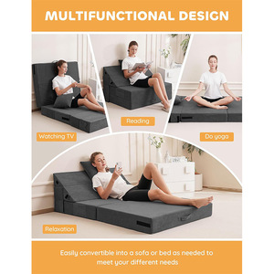 Foldable Multifunctional Sofa Recliner With Removable Cover And Foam Filling For Living Room Bedroom Use - Product Image 2