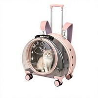 Sac à dos de transport transparent pour animaux de compagnie, approuvé par les compagnies aériennes, en forme de capsule spatiale, grande capacité, portable, à roulettes