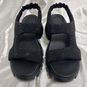 Sandalias Planas Ligeras con Cristales y Tiras Acolchadas para Mujer, Suela Gruesa, Sandalias Deportivas Elásticas para Dama, Sandalias Femeninas con Logo Personalizable - Product Image 5