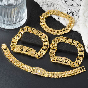 Hip Hop Exaggerated Italian 14k Gold Plated <b>Copper</b> Sailor Buckle Bracelets for Ladies - Product Image 2