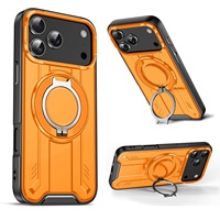 Étui de téléphone pour voiture antichoc moulé par injection avec support magnétique rotatif et motif animal pour 17 Pro Max & 16 Pro