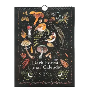 Dark Forest Lunar Calendar 2024 Wall Calendar With 12 Illustrations 12 Monthly Colorful Wall Calendar for Home Office