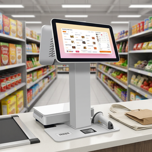 เครื่อง POS ระบบดิจิทัลอิเล็กทรอนิกส์ OEM/ODM ขนาด 15.6 นิ้ว หน้าจอสัมผัสคู่ ระบบปฏิบัติการวินโดวส์ ซีพียูแบบดูอัลคอร์ Wi-Fi 6 พร้อมเครื่องชั่งน้ำหนัก - Product Image 1
