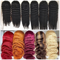 Perruques de Cheveux Humains Brésiliens Vierge Complet Dentelle HD Ondulée Bouclée Transparente pour Femmes Noires