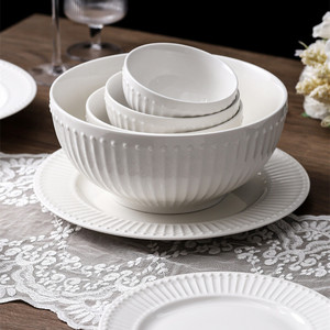Nordic Luxury Embossed Ceramic <b>Dinner</b> Set Round White Porcelain Relief <b>Plates</b> Dishes for Wedding Christmas for Restaurants - Product Image 3