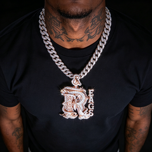 Pendentif de luxe en <span class=keywords><strong>argent</strong></span> sterling S925 plaqué or avec lettre initiale en moissanite pour homme, bijoux hip-hop - Product Image 2
