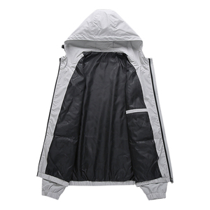 Men's Wear-Resistant Hooded Zip-up Jacket 100% Polyester Lightweight for Autumn Custom Print OEM Dyed with Front Logo - Product Image 2