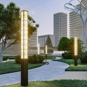 Outdoor Iron Garden <b>Light</b> Post <b>LED</b> Glass Shade 2700K Soft Warm White IP66 AC 220V <b>Motion</b> <b>Sensor</b> Non-Detachable Solar Powered - Product Image 2