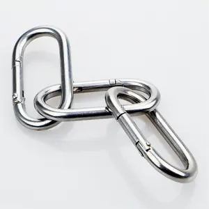 304 Stainless Steel Oval Shape O Ring Carabiner Heavy Duty Connector Quick Link Straight Snap Hook