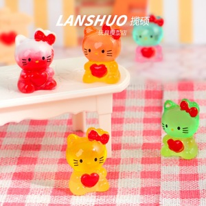 Lanshuo Resin Miniature Kt Cat Ornaments Colorful Animal Shape 3D Decor For Home Desktop <b>Car</b> <b>Decoration</b> - Product Image 2