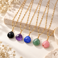 Collier avec pendentif en pierre naturelle à facettes en forme de larme, chaîne dorée, bijoux pour femmes, à porter au quotidien