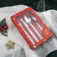 Vente en gros Cadeau de Noël Ensemble de couverts en acier inoxydable Cuillère à café Coffret cadeau de Noël Ensemble couteau cuillère fourchette