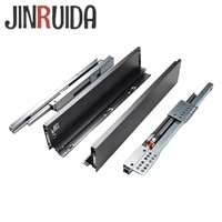 Glissière de tiroir Jinruida ultra-mince à coulisse à collier de cheval, gris fer, avec amortisseur, pour meuble, dissimulée, à extension complète, minimaliste