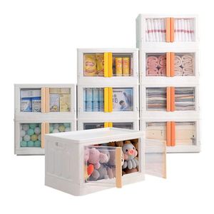 Boîtes de rangement pliables empilables portables en plastique pour jouets, bacs de rangement, organiseurs de placard pour vêtements - Product Image 1