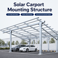 Structure de montage de carport solaire à double rangée, garantie 25 ans, support en acier galvanisé à chaud sur mesure pour grands projets de stationnement