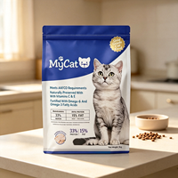 Sacs personnalisés imprimés à fermeture centrale pour aliments pour chats, pochettes en plastique haute barrière pour l'emballage de croquettes sèches pour chats, MOQ 100