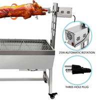 Gril de barbecue à charbon de bois commercial portable avec rôtissoire à brochettes motorisées pour grill à brochettes motorisées par rotation d'agneau
