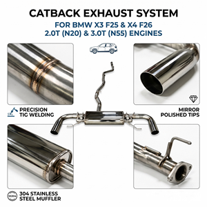 ระบบท่อไอเสียแบบ Catback Vortex Valvetronic สำหรับ BMW X3 F25 X4 F26 N20 N55 2.0T 3.0T SS304 ชุดแต่งเพิ่มสมรรถนะสำหรับการแข่งขัน - Product Image 1