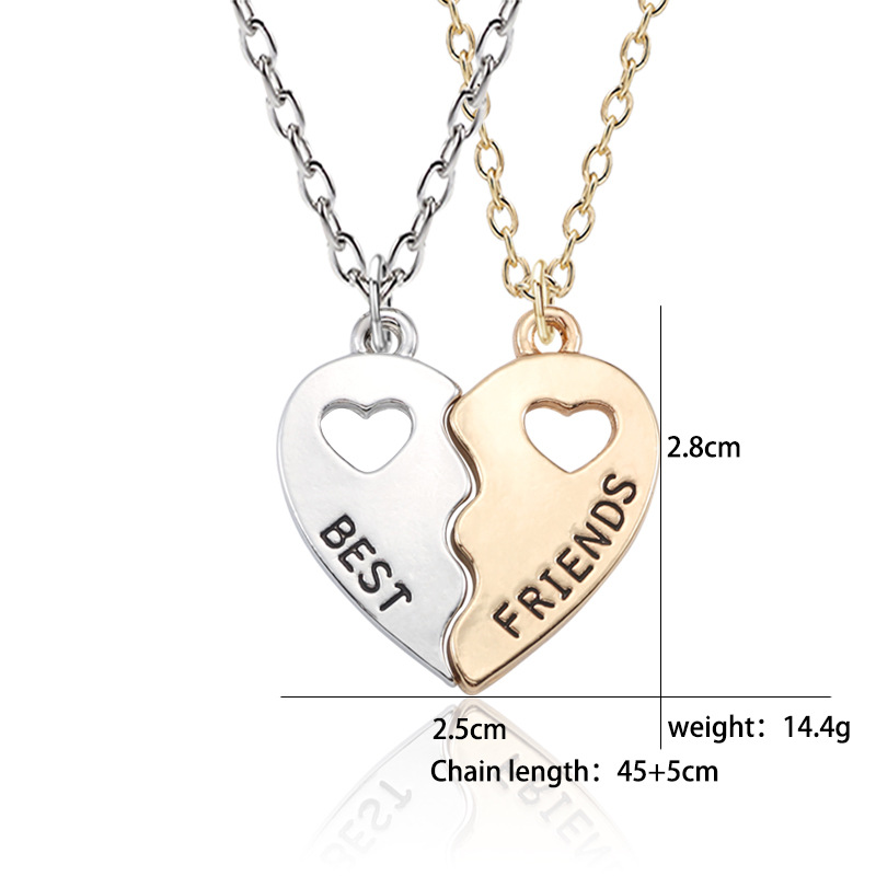 Ciondolo in cristallo Weirdo 1 Weirdo 2 Collana con ciondolo a cuore in acciaio inossidabile Migliori amici Sorelle Coppia Collane Gioielli