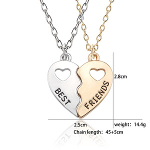 Collar con Colgante <span class=keywords><strong>de</strong></span> <span class=keywords><strong>Corazón</strong></span> Partido Personalizado con Iniciales Grabadas, Juego <span class=keywords><strong>de</strong></span> 2 Piezas, Collar <span class=keywords><strong>de</strong></span> Mejores Amigas para Siempre, Colgante <span class=keywords><strong>de</strong></span> <span class=keywords><strong>Corazón</strong></span> Hueco - Product Image 3