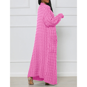 OEM personalizza Casual manica lunga tinta unita con tasche <span class=keywords><strong>taglie</strong></span> <span class=keywords><strong>forti</strong></span> Cardigan semplice maglione a maglia larga - Product Image 6