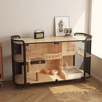 Villa pour chats avec armoire partagée pour humains et chats, lit pour chat luxueux, écologique, durable, multi-niveaux, grand espace, moderne, en bois et verre