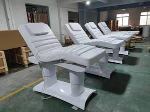 Modern Pink Leather Gold Base 4 Motors <b>Electric</b> Cosmetic Therapy Salon Bed Luxury Reclining Beauty Shop Massage <b>Table</b> with Stool - Product Image 2