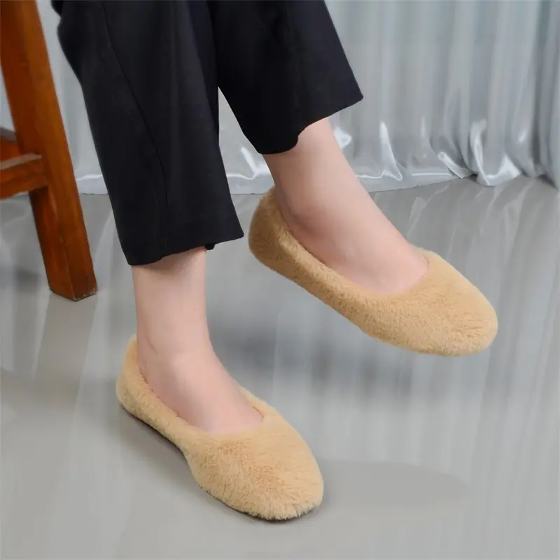 ambition High quality fashion design winter women's casual flat furry shoes