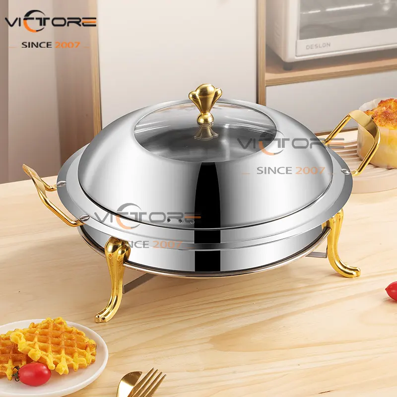 Wholesale deluxe chaffing dish with handle Round mini buffet stove