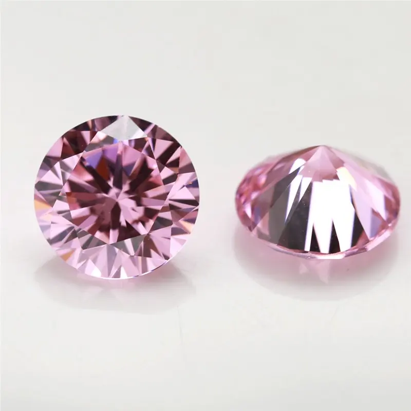 Gemas sueltas de circonia cúbica, 1mm ~ 3mm, Color rosa, corte brillante redondo, fabricación de joyas