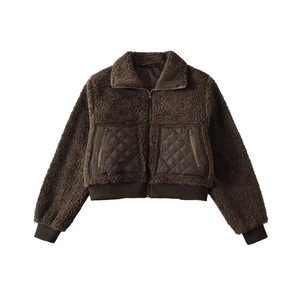 Nouvelle Collection Automne/Hiver – Manteau Décontracté <span class=keywords><strong>en</strong></span> Coton pour <span class=keywords><strong>Femme</strong></span>, Style Patchwork Épais <span class=keywords><strong>en</strong></span> Fausse <span class=keywords><strong>Laine</strong></span> d'Agneau, Col Montant, <span class=keywords><strong>Veste</strong></span> <span class=keywords><strong>Courte</strong></span> Matelassée - Product Image 5