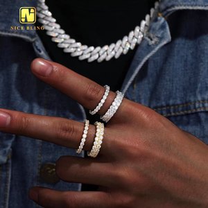 Vente en gros de bagues hiphop mode argent 925 bagues de tennis en diamant moissanite 3mm double rangée <span class=keywords><strong>alliance</strong></span> de fiançailles pour hommes femmes - Product Image 4