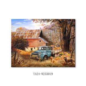 Arte <span class=keywords><strong>de</strong></span> Pared Grande con Paisaje Rústico, Impresiones Artísticas <span class=keywords><strong>de</strong></span> Cabaña en el Lago del Bosque, Decoración <span class=keywords><strong>de</strong></span> Hogar con Paisaje Otoñal Campestre - Product Image 4