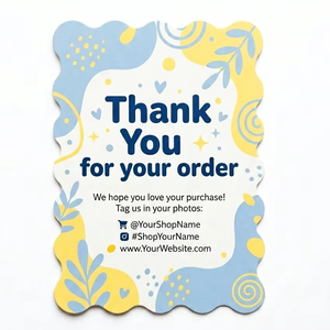 Tarjetas <span class=keywords><strong>de</strong></span> Agradecimiento con Borde Ondulado Impresas Personalizadas para Pequeñas Empresas, Inserto para Paquetes <span class=keywords><strong>de</strong></span> Comercio Electrónico, Pedido al por Mayor OEM, Diseño Colorido Troquelado - Product Image 1