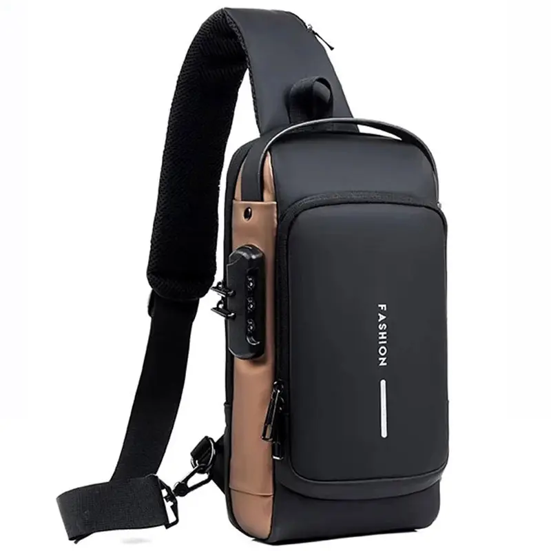 Men Chest Bag Waterproof Messenger Pack for Male Multifunction USB Charging Sport Sling Anti-theft Shoulder Bag