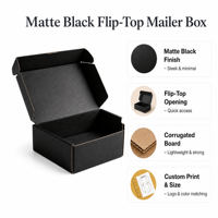 Boîte d'expédition en carton ondulé noir aseptique et durable, avec logo personnalisé, en matériaux recyclés, pour emballage d'abonnement