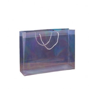 Wholesale Eco-Friendly Clear Frosted PVC Tote Bag Flexible Sewn Fabric Storage for Clothing Shopping or Gifts - Product Image 1