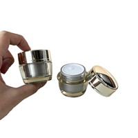 Produsen Kustom 10g 15g Wadah Krim Plastik Kecil dengan Tutup Emas untuk Kemasan Krim Mata Sampel Coba Pakai Kemasan Kosmetik