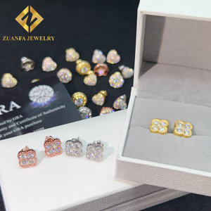 인기있는 디자인 패스 다이아몬드 테스터 빛나는 아이스 아웃 힙합 쥬얼리 925 스털링 실버 쥬얼리 모이사나이트 스터드 귀걸이 - Product Image 4