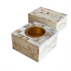 Imperial Noor Pearl Mother Pearl Inlay Sandalwood Religious Eco-Friendly Incense Burner Premium Oud Holder for Ramadan <b>Home</b> - Product Image 1