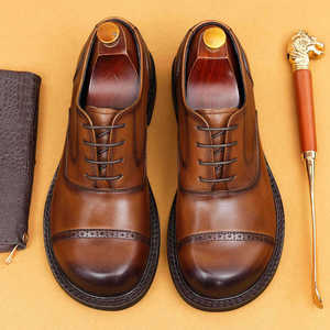 Men's Leather Shoes 2026 New <b>Style</b> Formal Casual Oxford Shoes with English Embroidery and Big <b>Head</b> Design - Product Image 2