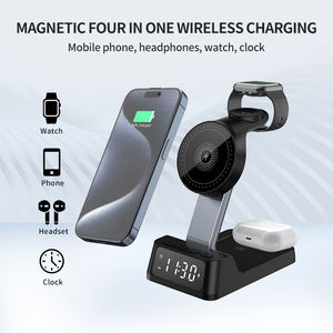 Estación de <span class=keywords><strong>carga</strong></span> de soporte de base magnética de <span class=keywords><strong>carga</strong></span> rápida para teléfono móvil de 15W con reloj despertador para dispositivos iPhone y <span class=keywords><strong>Samsung</strong></span> - Product Image 2