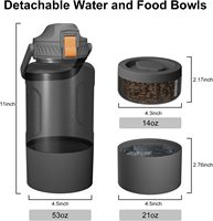 Pawty Global Bouteille d'eau pour chien 3-en-1 pour l'extérieur, 1,5 L, anti-fuite, distributeur de nourriture et d'eau pour animaux de compagnie, avec bol à boire pour chiens