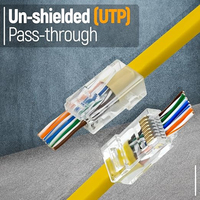 Prise modulaire CAT5E UTP RJ45 personnalisable en usine 8P8C 8 broches connecteur de câble Ethernet mâle Transparent CAT5E UTP RJ45 pour l'alimentation