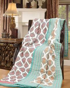 ผ้านวมผ้าฝ้ายพิมพ์ลายขนาดคิงไซส์ขนาด90นิ้ว x 108นิ้วคอลเลกชั่นสีเทอร์ควอยซ์คุณภาพดี - Product Image 4