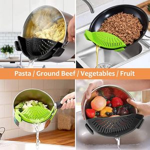 Flexible Silicone Strainer Pot Drainer Cooking Tools Adjustable <b>Clip</b> on Strainer for Pots - Product Image 6