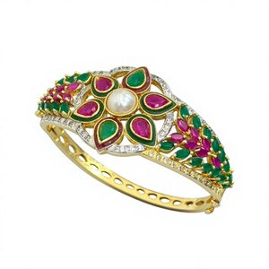 Exquisita pulsera de moda con acabado dorado de primera calidad y circonitas cúbicas abribles, para bodas, compromisos y fiestas, para mujeres. - Product Image 2