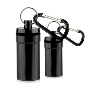 Custom design pill holder metal aluminium pill box with keychain