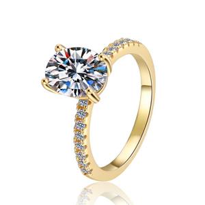 Feiner Schmuck 2 Karat Ovaler Schliff Diamant VVs1 Moissanit 18K Vergoldeter Hochzeits-Verlobungsring S925 Sterling Silber Damen Frauen - Product Image 1