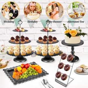 Soporte de pastel de metal fuerte y elegante Base estable con superficie lisa Perfecto para exhibir pasteles Cupcakes y postres en eventos - Product Image 2